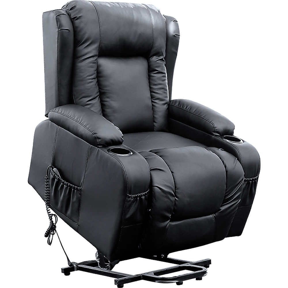 Recliner Chair Electric Massage Chair Lift Heated Leather Lounge Sofa Black