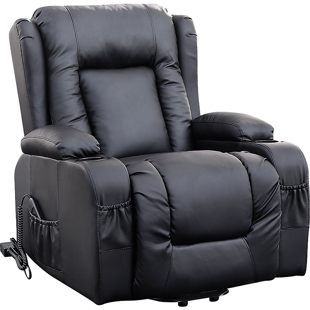 Recliner Chair Electric Massage Chair Lift Heated Leather Lounge Sofa Black