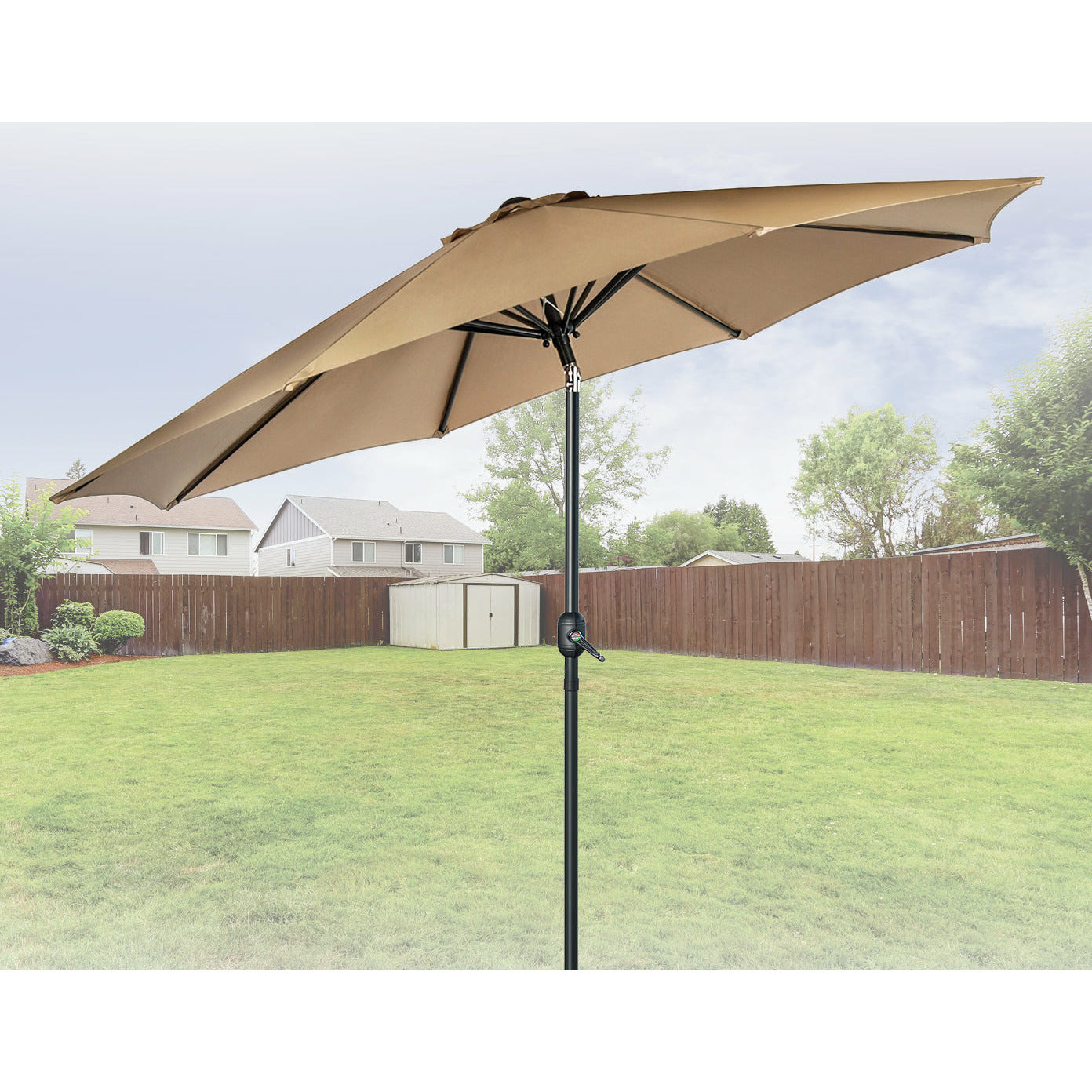 9FT Patio Umbrella Outdoor Garden Table Umbrella with 8 Sturdy Ribs