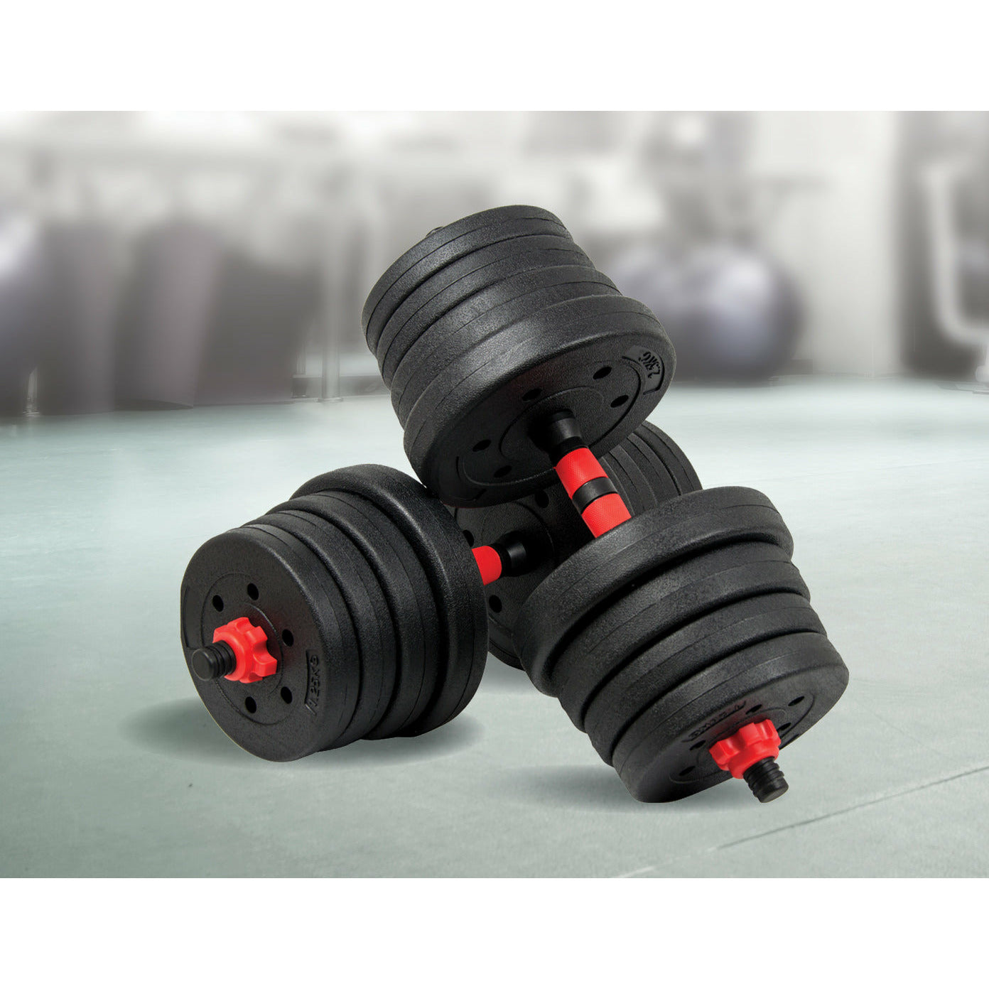 30kg Adjustable Rubber Dumbbell Set Barbell Home GYM Exercise Weights
