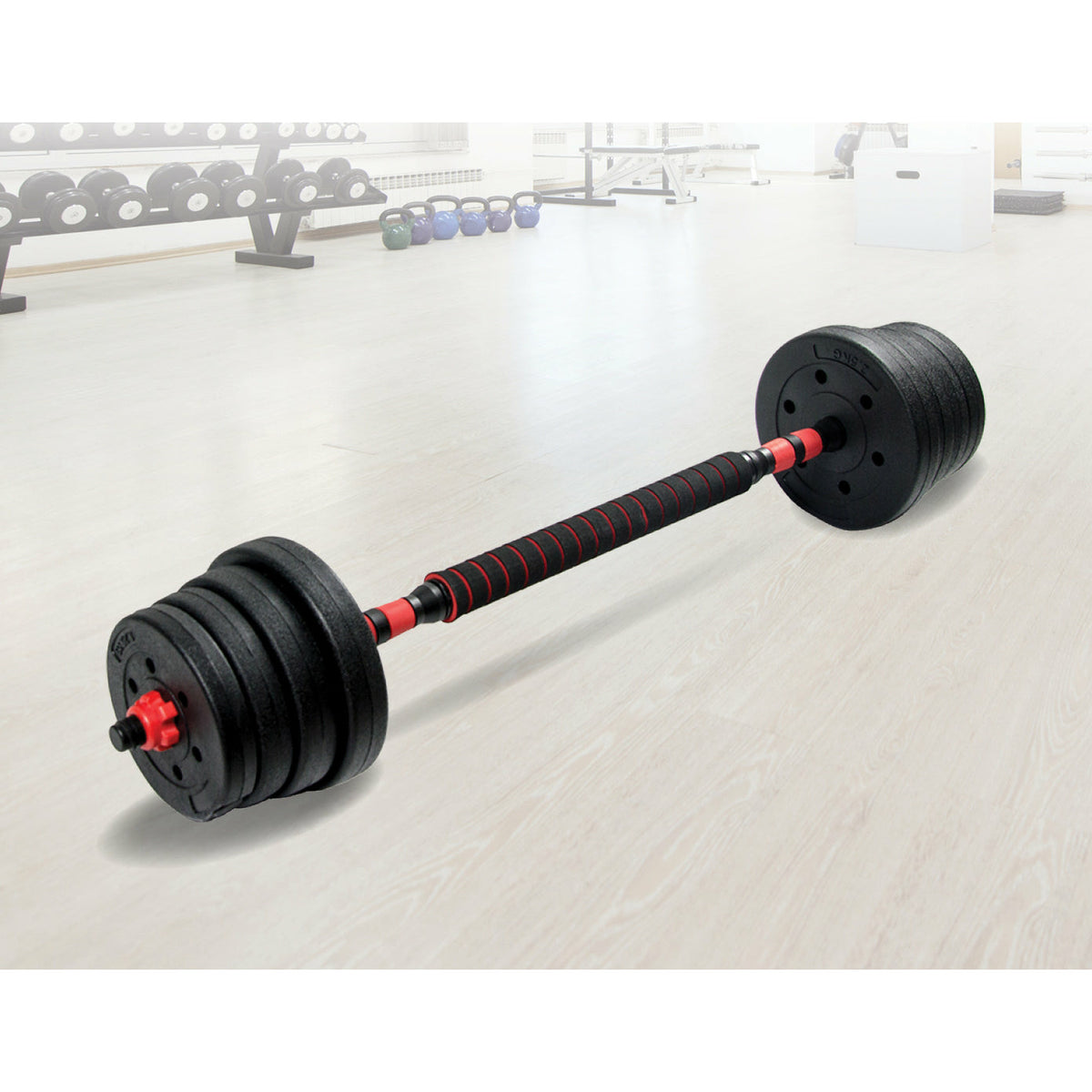 30kg Adjustable Rubber Dumbbell Set Barbell Home GYM Exercise Weights