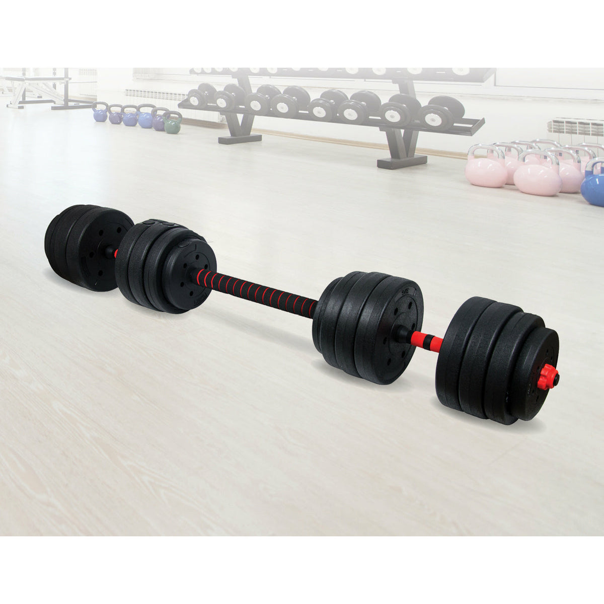 40kg Adjustable Rubber Dumbbell Set Barbell Home GYM Exercise Weights