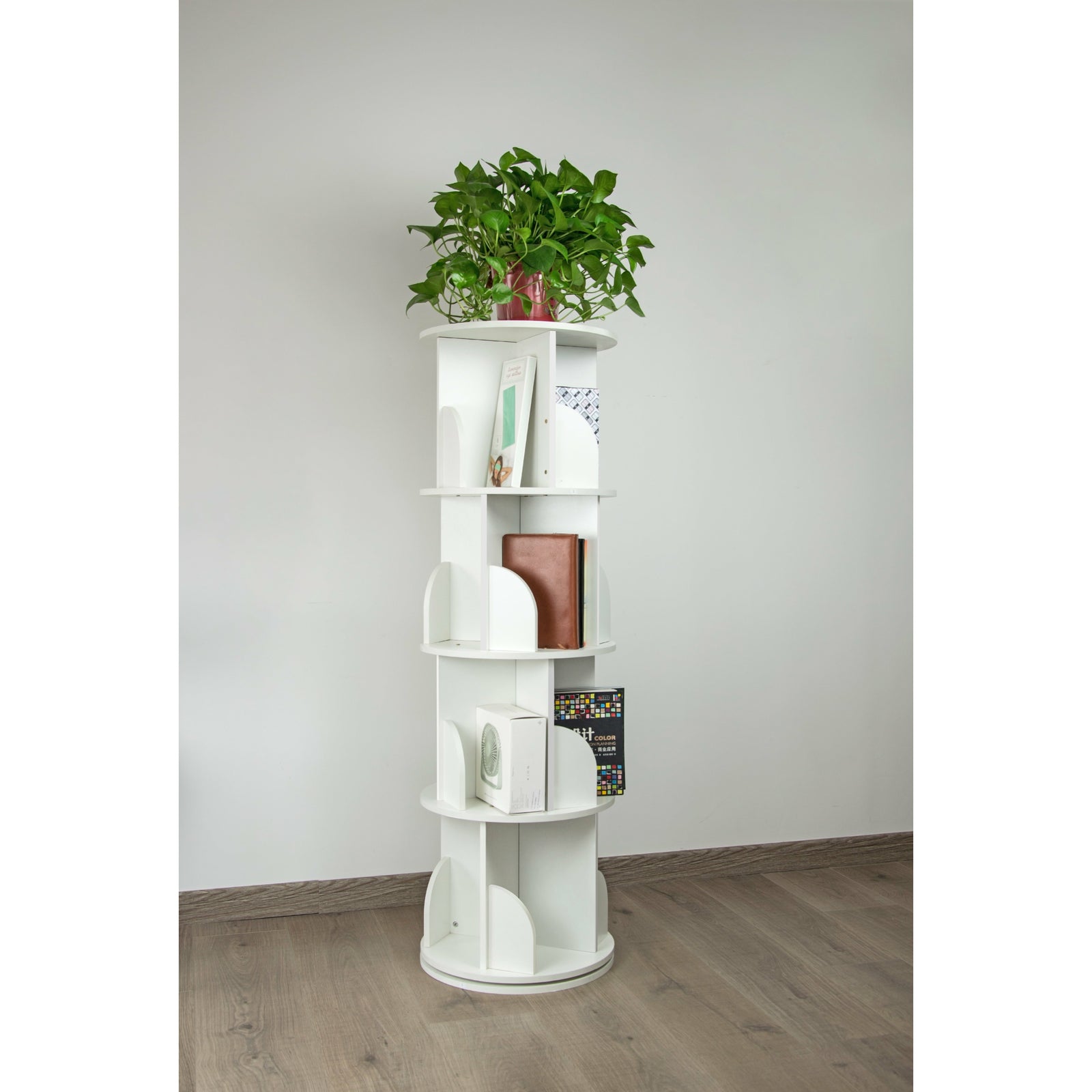 360-degree Rotating 4 Tier Display Shelf Bookcase Organiser
