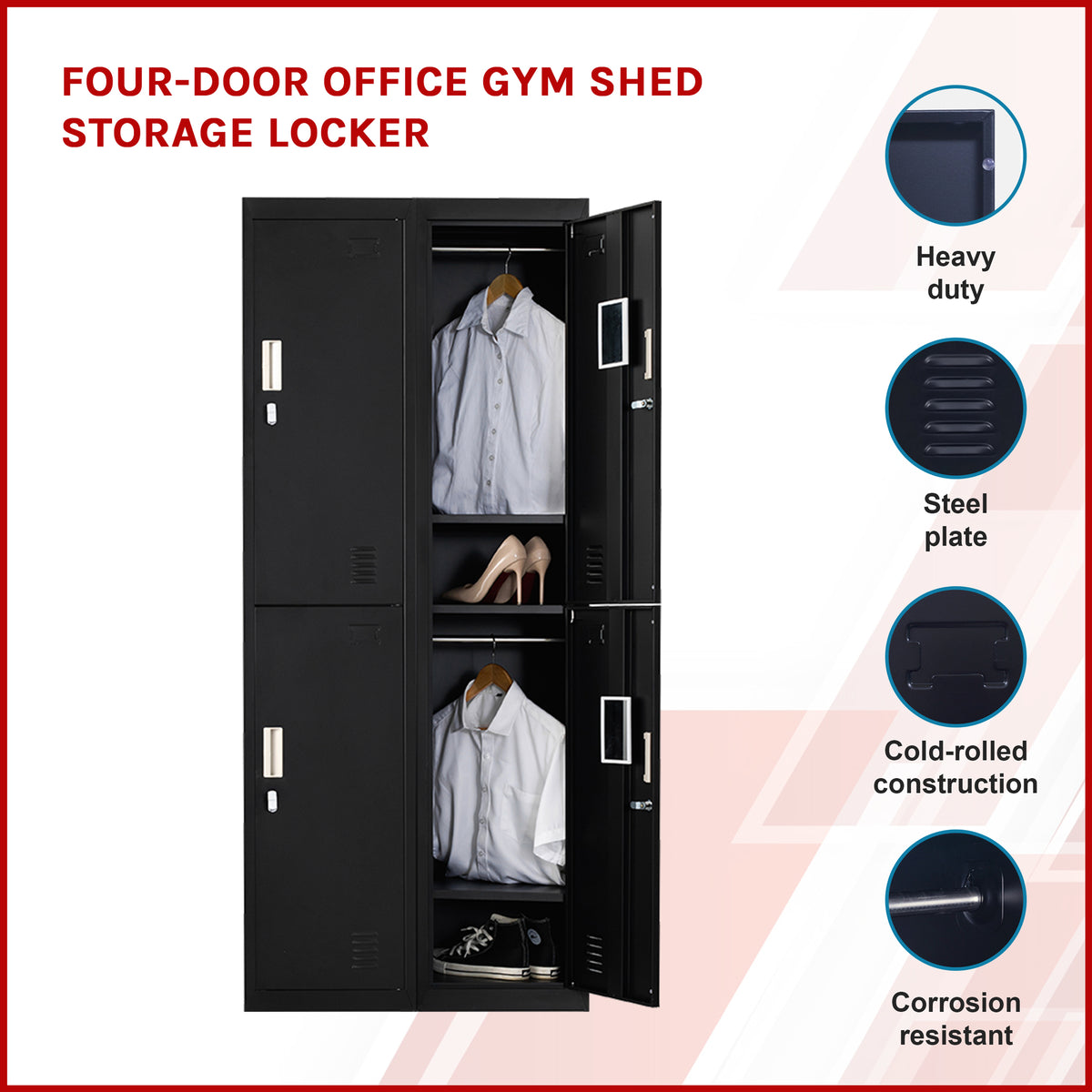 Four-Door Office Gym Shed Storage Locker