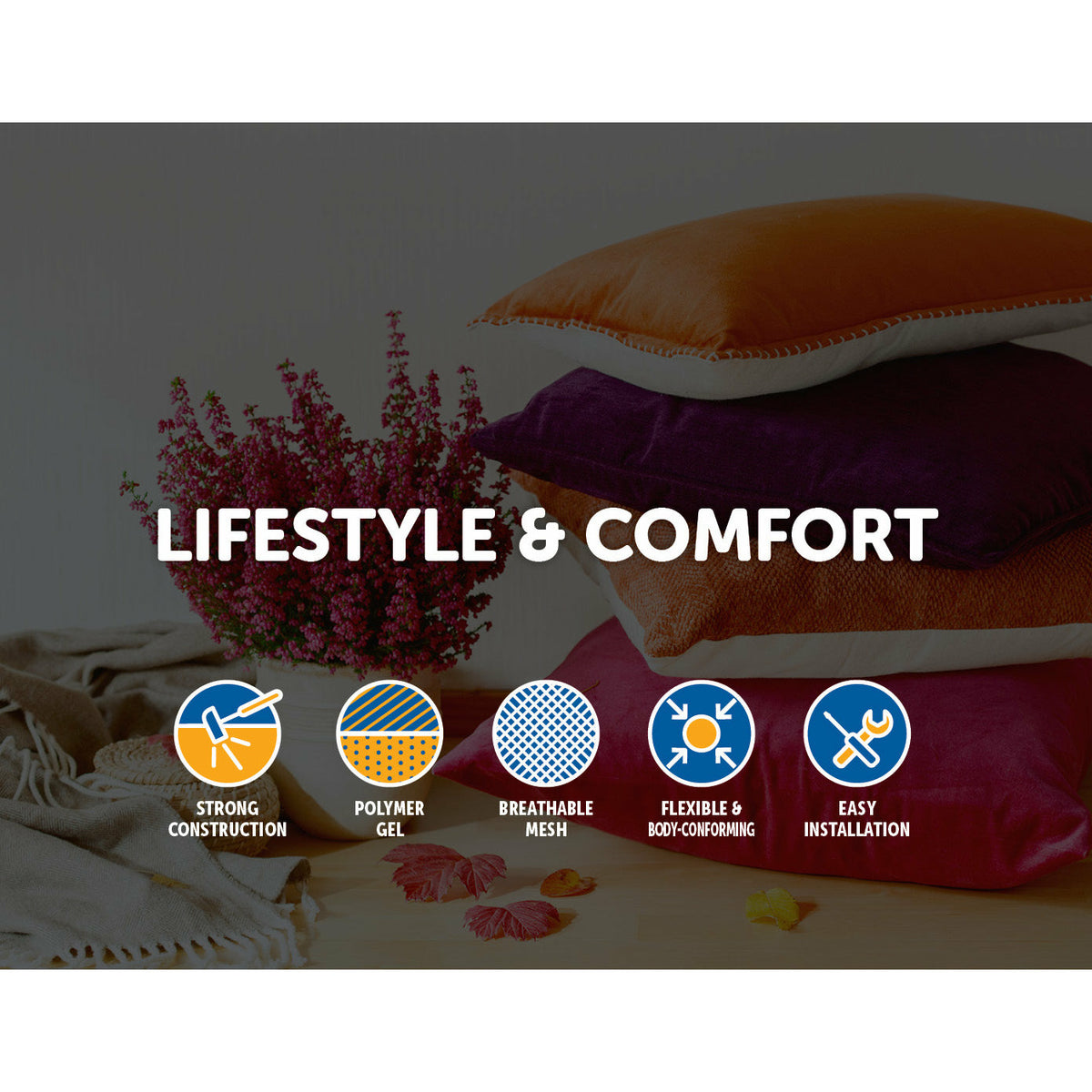 Gel Chair Seat Cushion For Lower Back Pain Pressure Relief Wheelchair Car Office