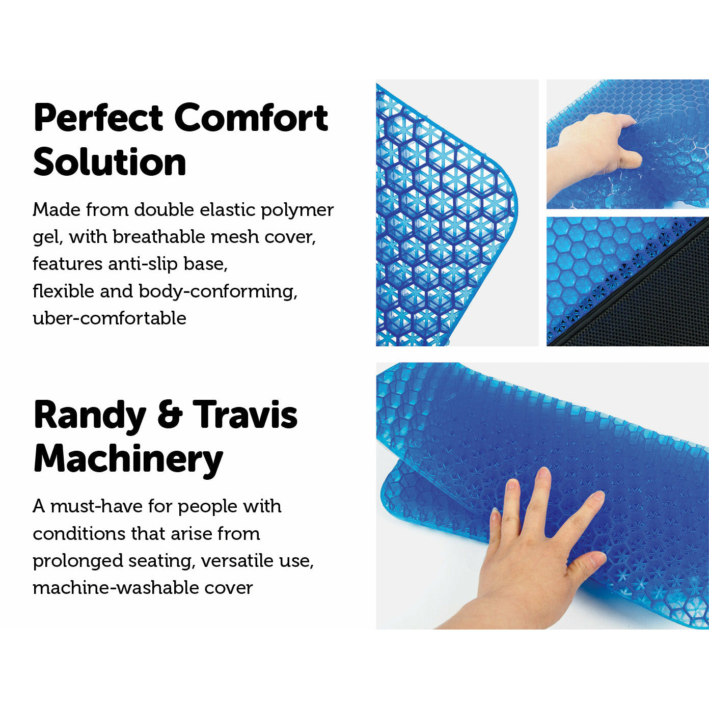 Gel Chair Seat Cushion For Lower Back Pain Pressure Relief Wheelchair Car Office