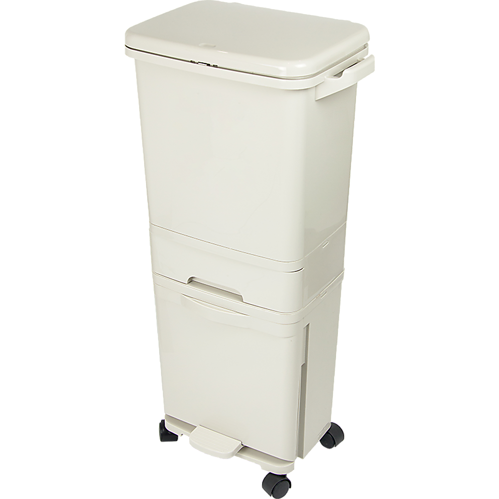 42L Rubbish Bin Waste Trash Can Pedal Recycling Kitchen Wheel 2 Compartment