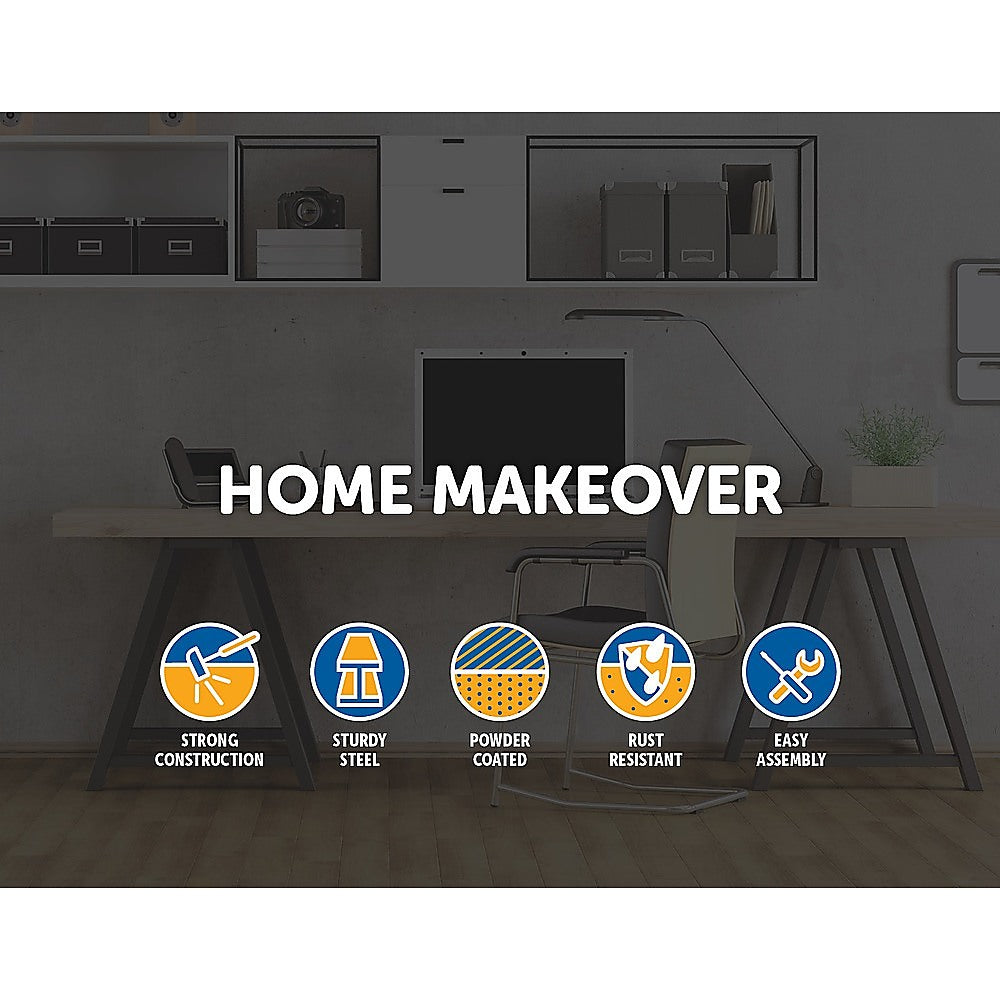 Square-Shaped Table Bench Desk Legs Retro Industrial Design Fully Welded - Black