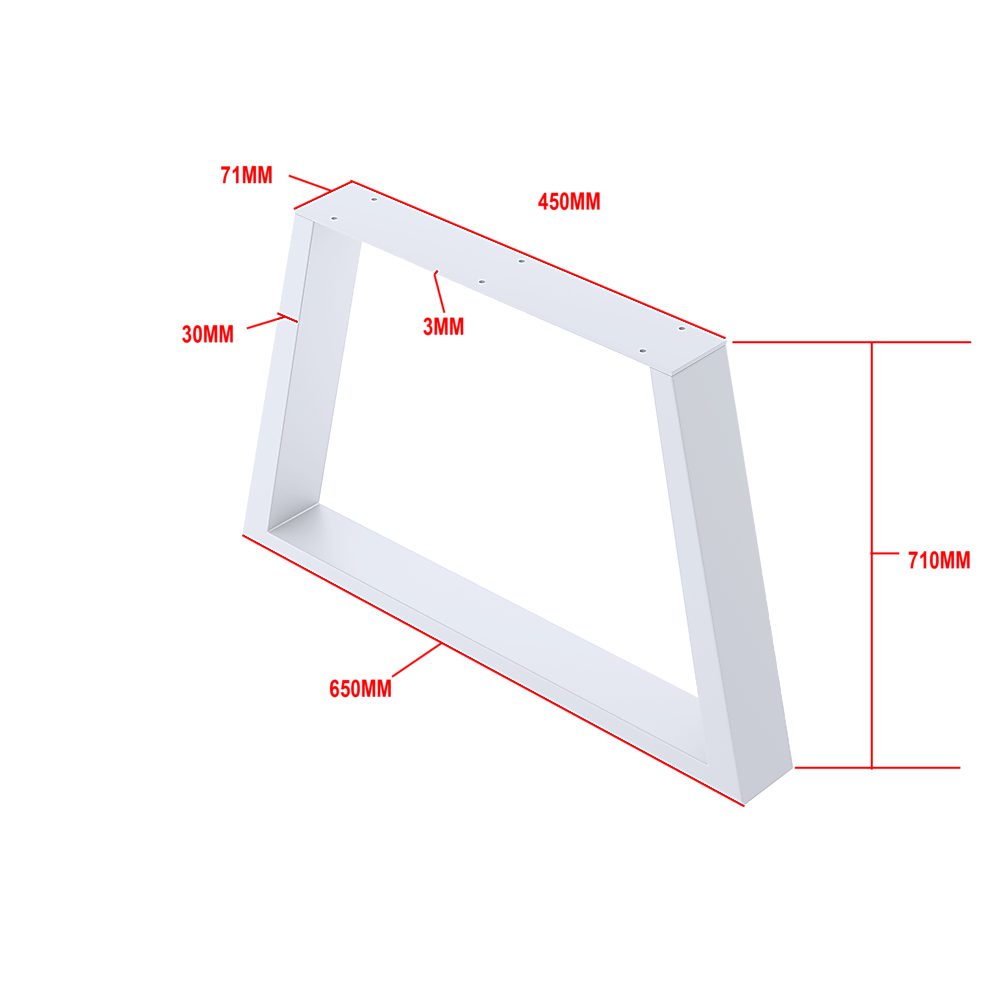 Trapezium-Shaped Table Bench Desk Legs Retro Industrial Design Fully Welded - White