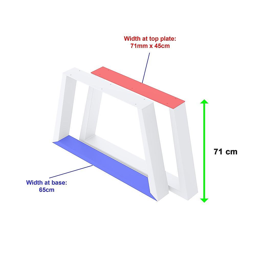 Trapezium-Shaped Table Bench Desk Legs Retro Industrial Design Fully Welded - White