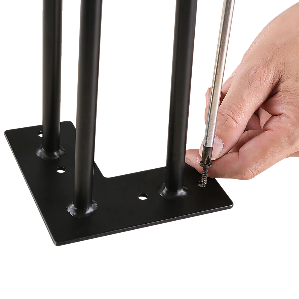 Set of 4 Industrial 3-Rod Retro Hairpin Table Legs 12mm Steel Bench Desk - 11cm Black