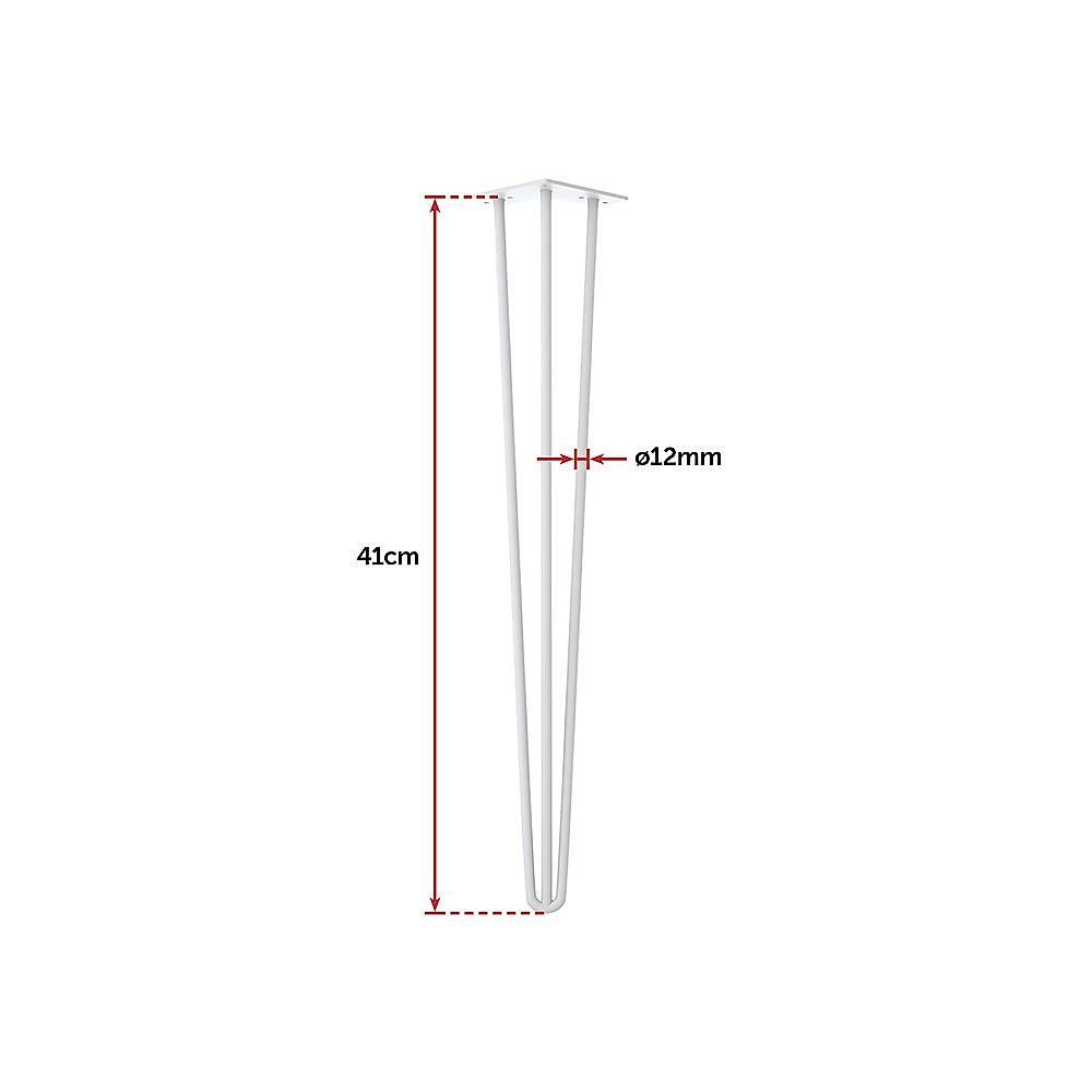 Set of 4 Industrial 3-Rod Retro Hairpin Table Legs 12mm Steel Bench Desk - 71cm White