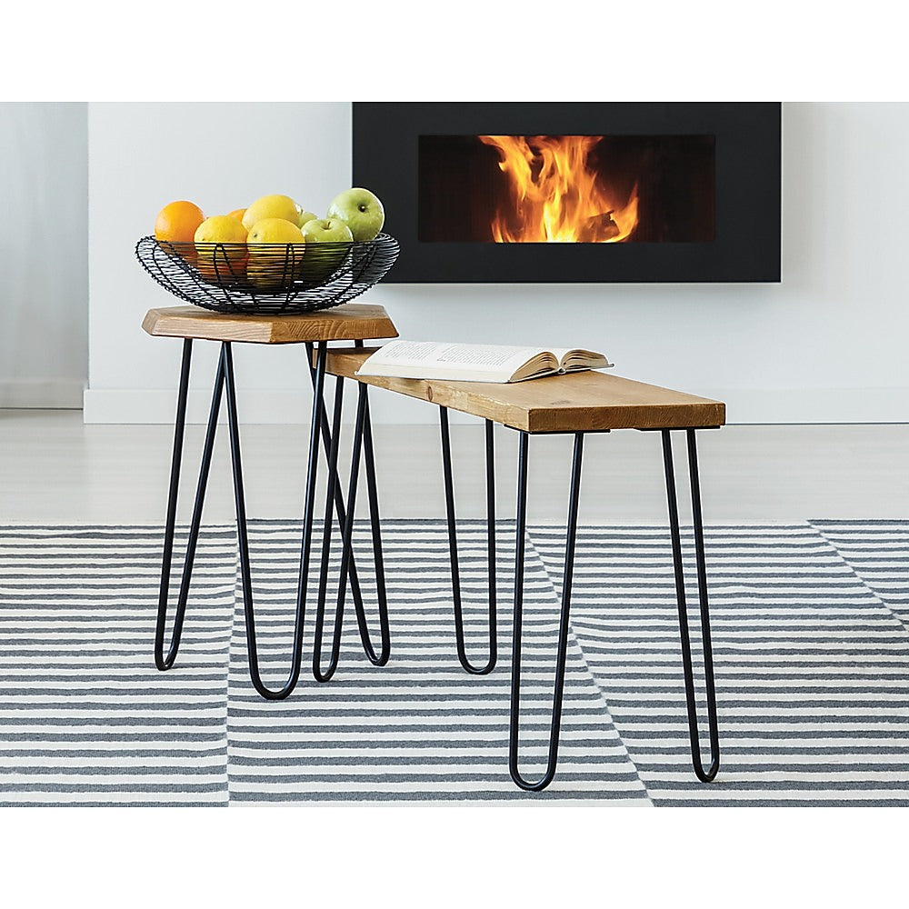 Set of 4 Industrial Retro Hairpin Table Legs 12mm Steel Bench Desk - 41cm Black