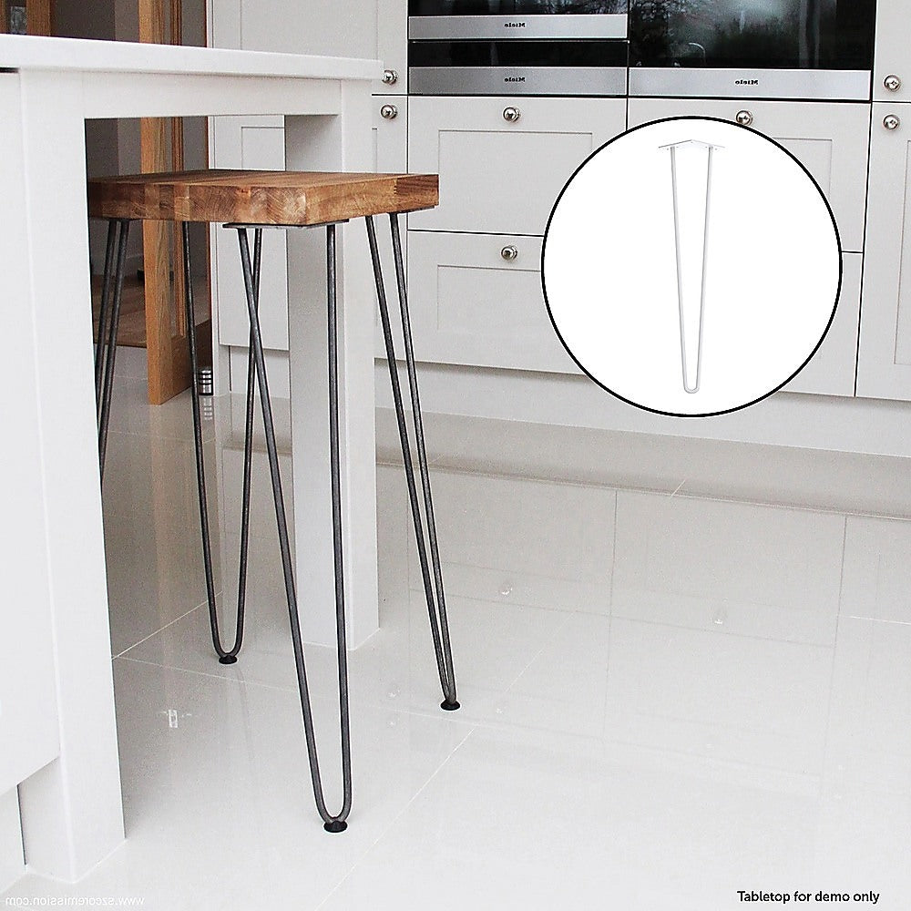 Set of 4 Industrial Retro Hairpin Table Legs 12mm Steel Bench Desk - 71cm Black