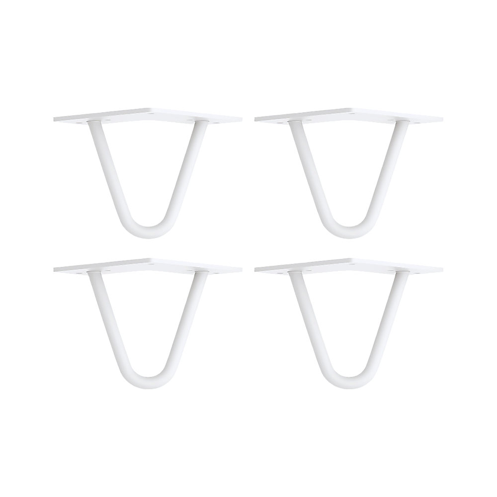 Set of 4 Industrial Retro Hairpin Table Legs 12mm Steel Bench Desk - 11cm White