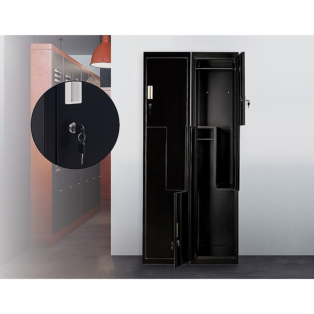 Black Two-Door L-shaped Office Gym Shed Storage Lockers