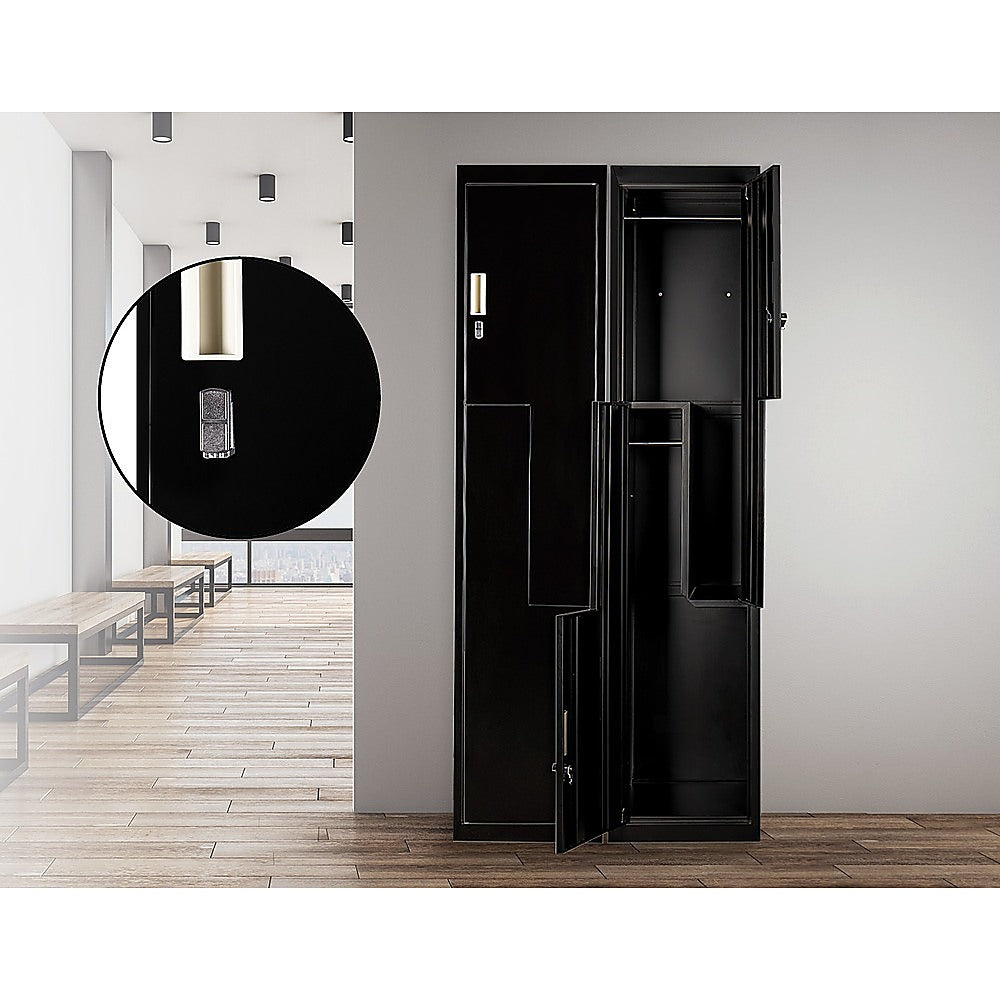 Black Two-Door L-shaped Office Gym Shed Storage Lockers