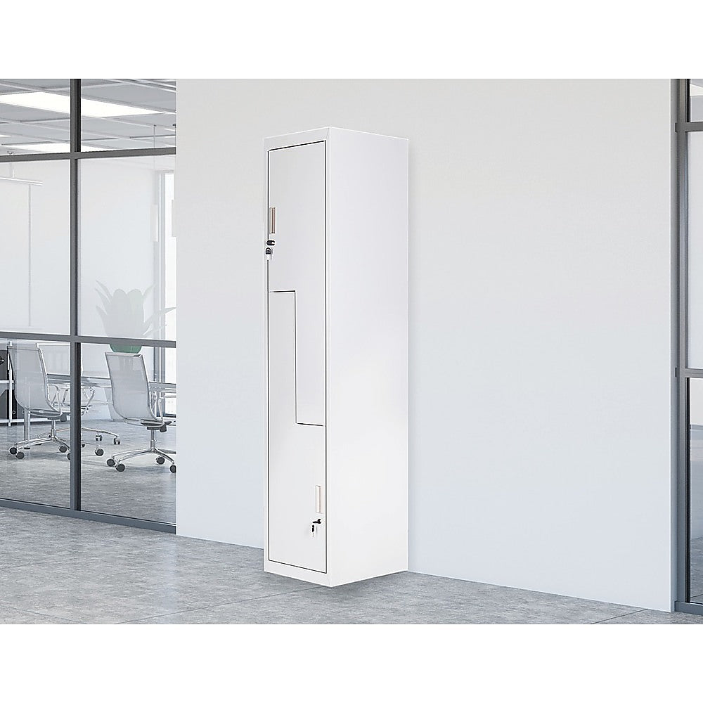 Grey Two-Door L-shaped Office Gym Shed Storage Lockers