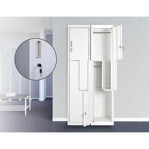 Grey Two-Door L-shaped Office Gym Shed Storage Lockers