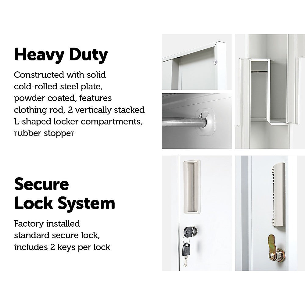 Grey Two-Door L-shaped Office Gym Shed Storage Lockers