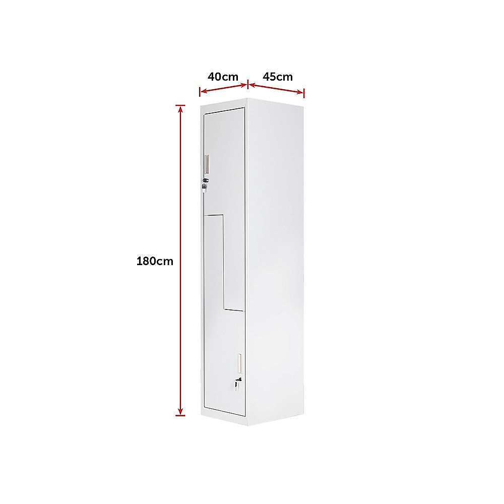 Grey Two-Door L-shaped Office Gym Shed Storage Lockers