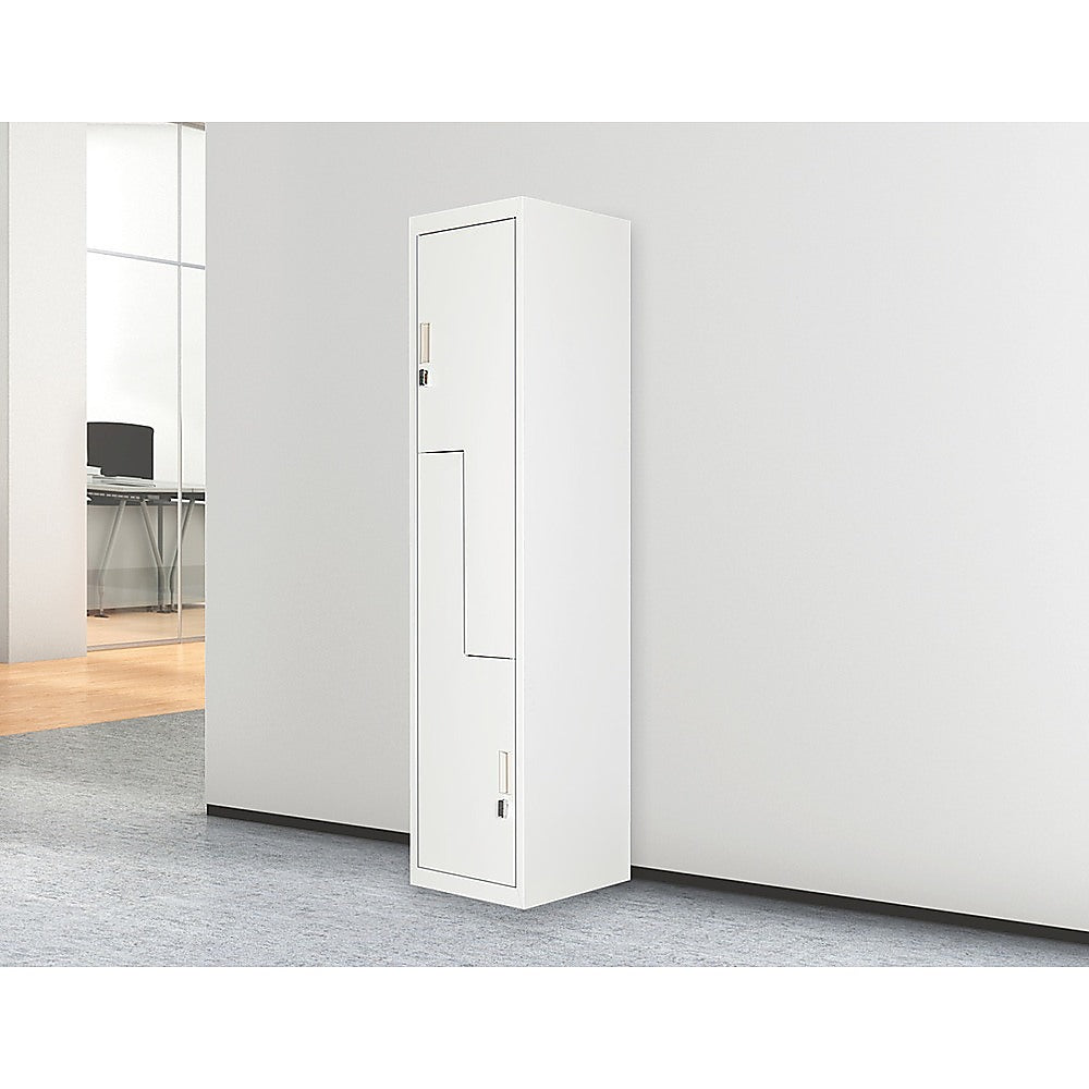 Grey Two-Door L-shaped Office Gym Shed Storage Lockers