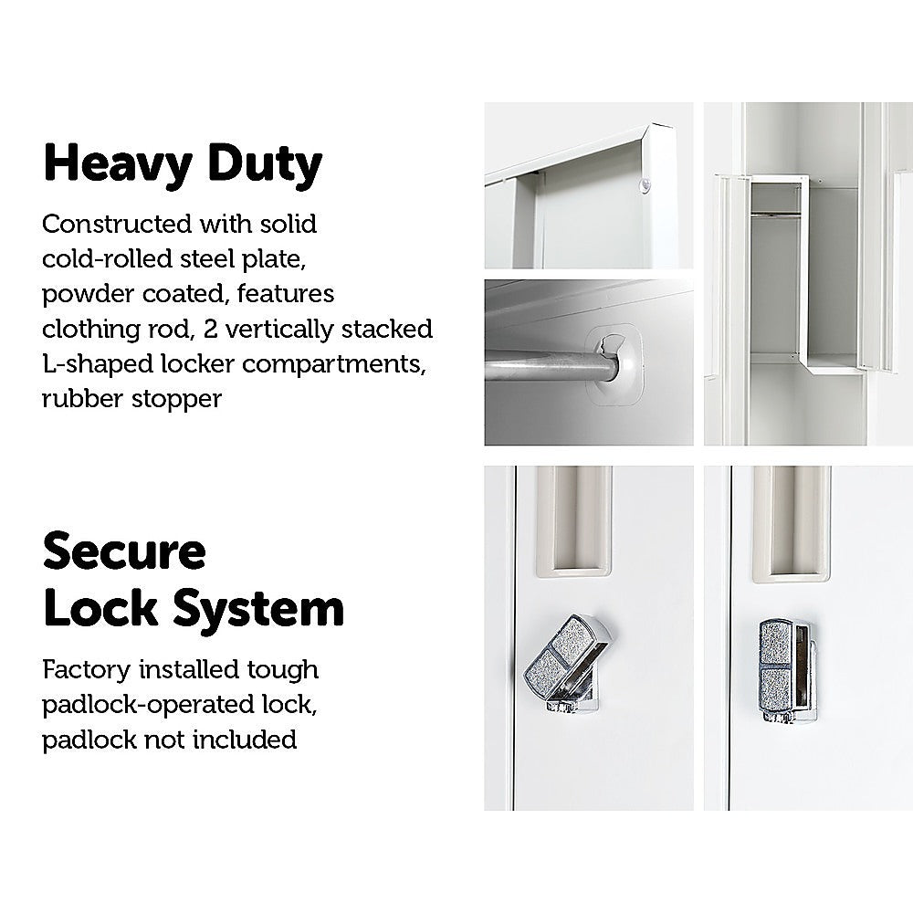 Grey Two-Door L-shaped Office Gym Shed Storage Lockers