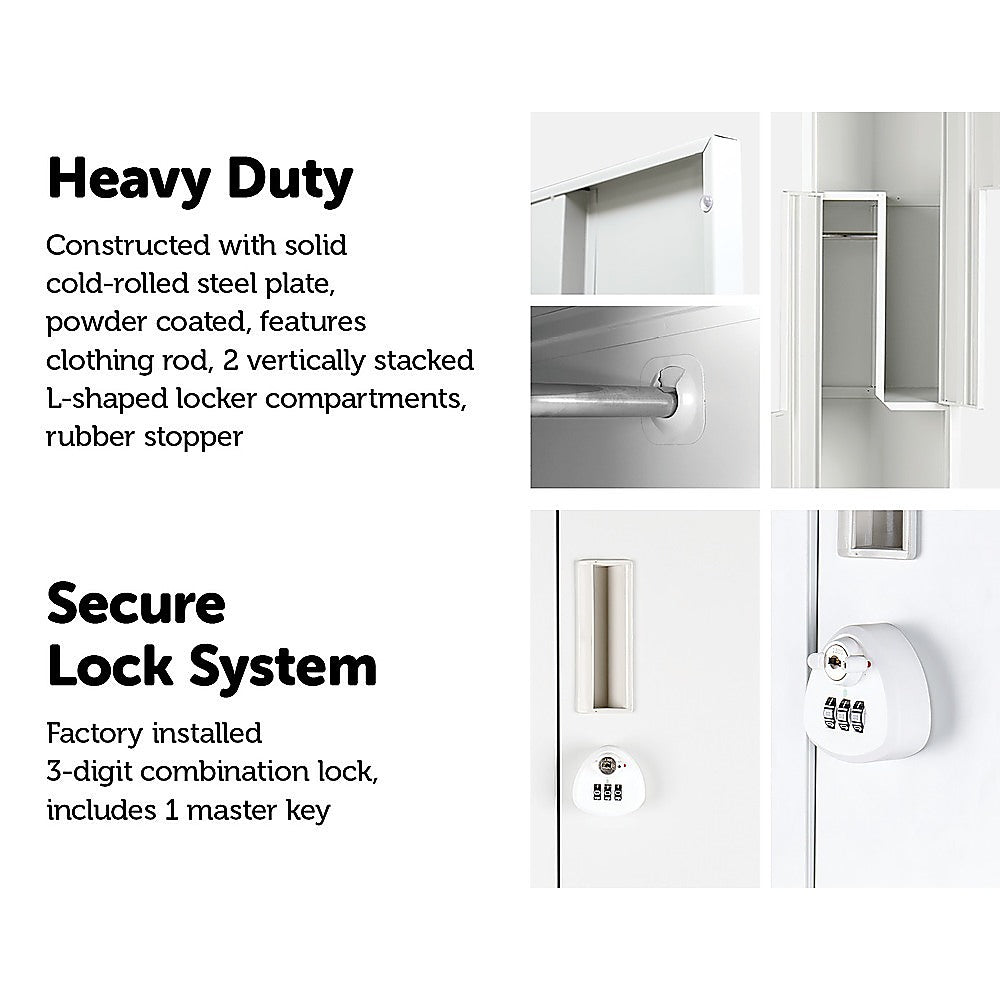 Grey Two-Door L-shaped Office Gym Shed Storage Lockers