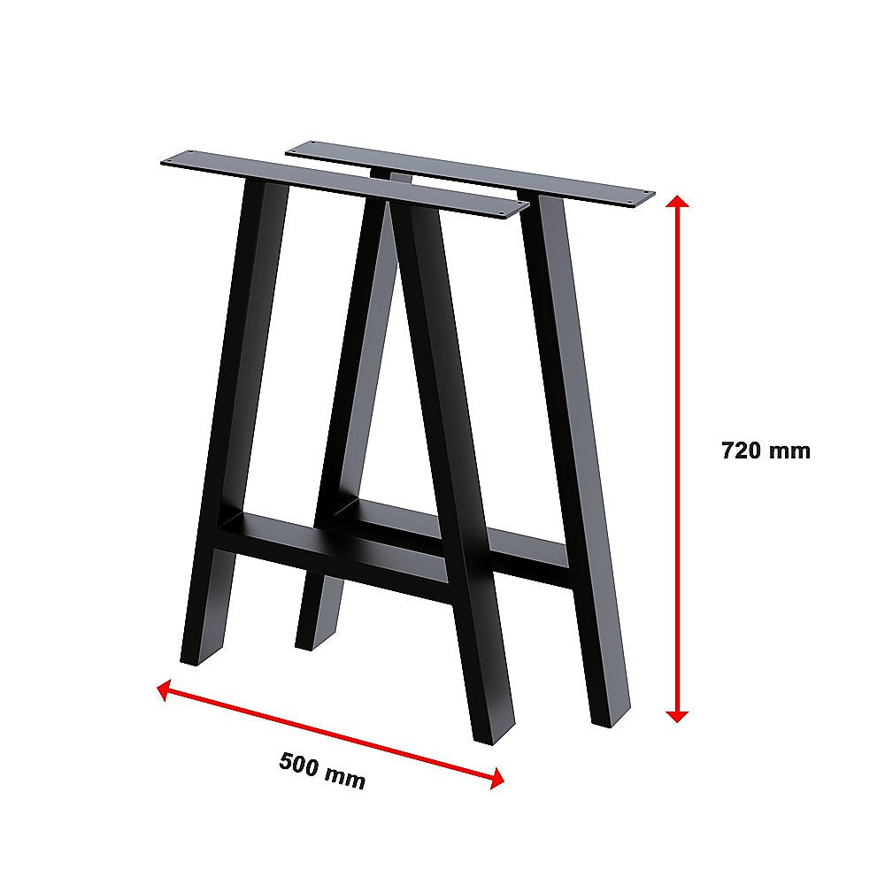 2x Rustic Dining Table Legs Steel Industrial Vintage 71cm - Black