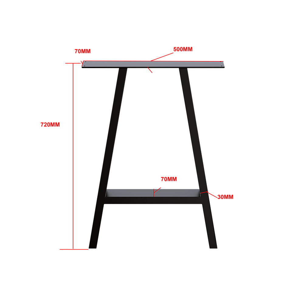2x Rustic Dining Table Legs Steel Industrial Vintage 71cm - Black