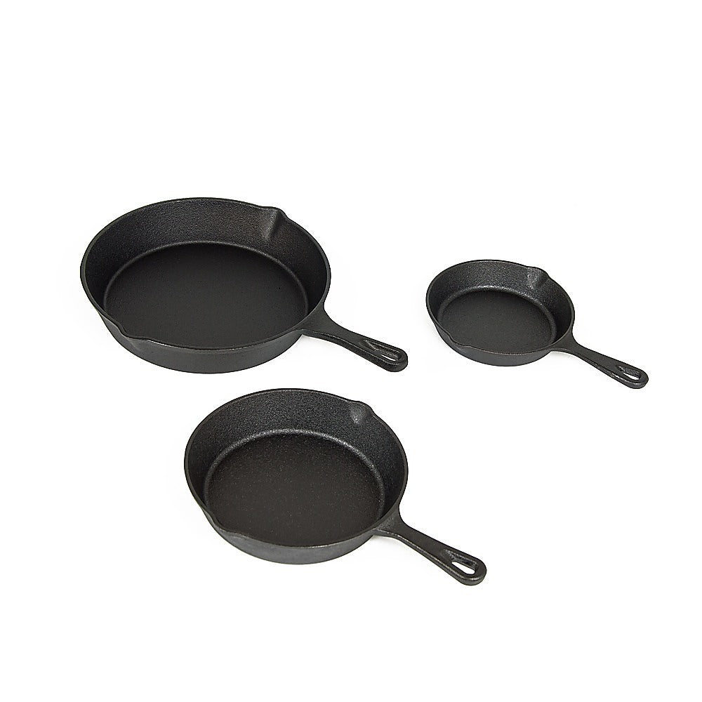 Pre Seasoned Cast Iron Skillet Fry Pan Set 3 Pcs Frying Pan Set