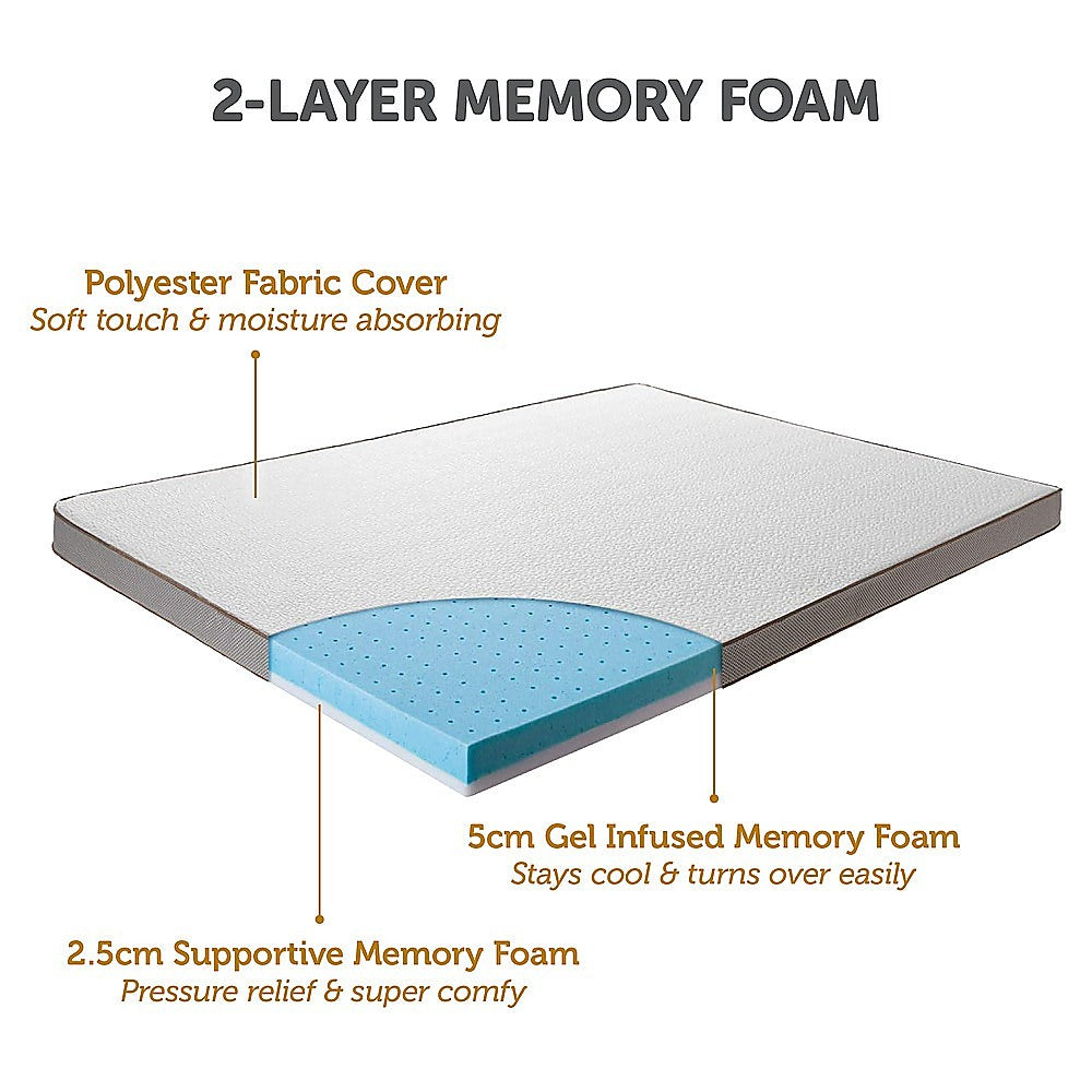 Palermo Queen Memory Foam Mattress Topper Cooling Gel Infused CertiPUR Approved