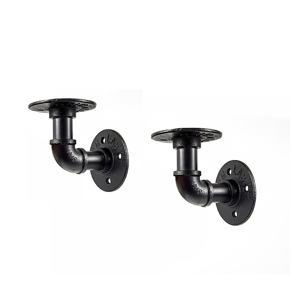 Industrial Black Iron Pipe Bracket Wall Mounted Floating Shelf - Set of 2