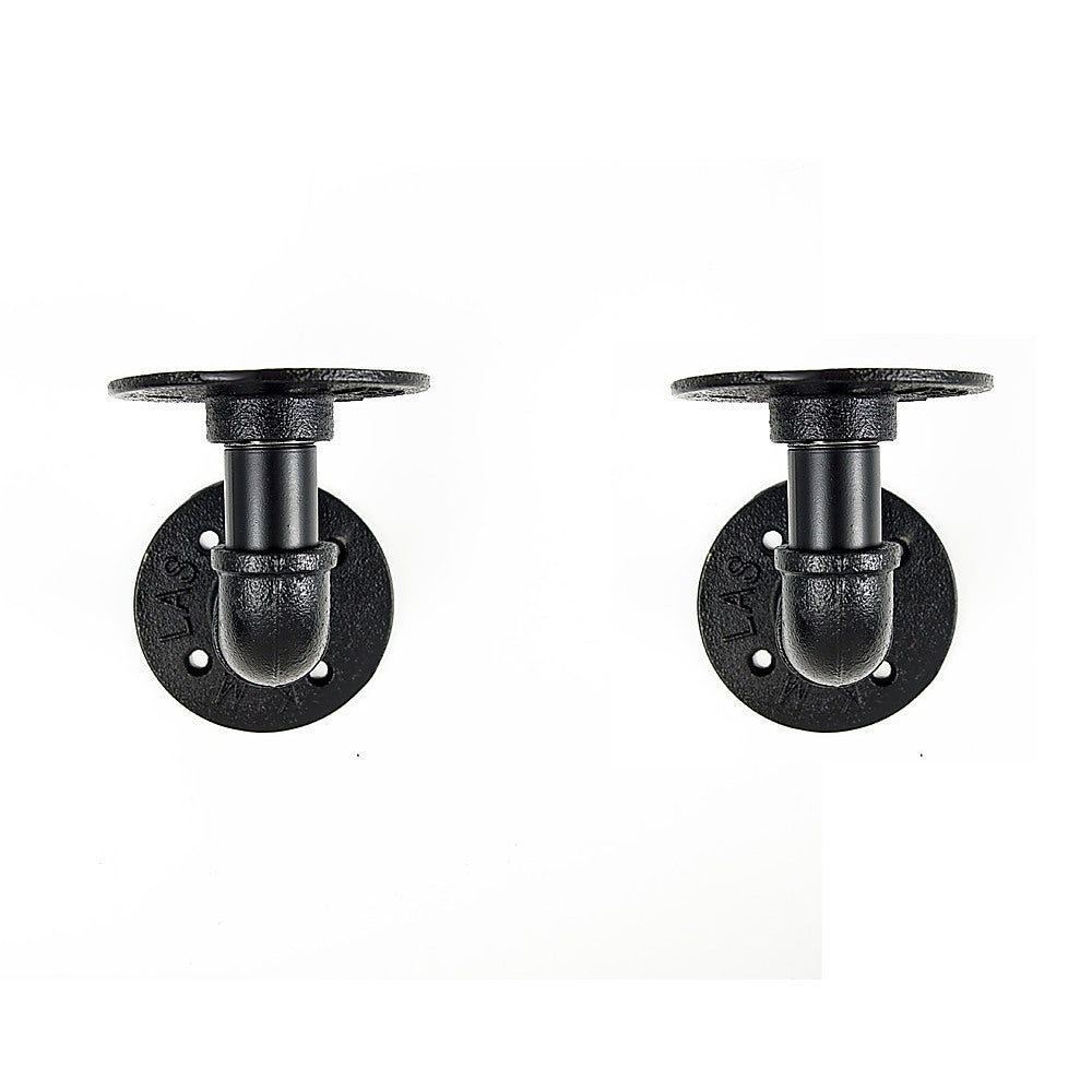 Industrial Black Iron Pipe Bracket Wall Mounted Floating Shelf - Set of 2