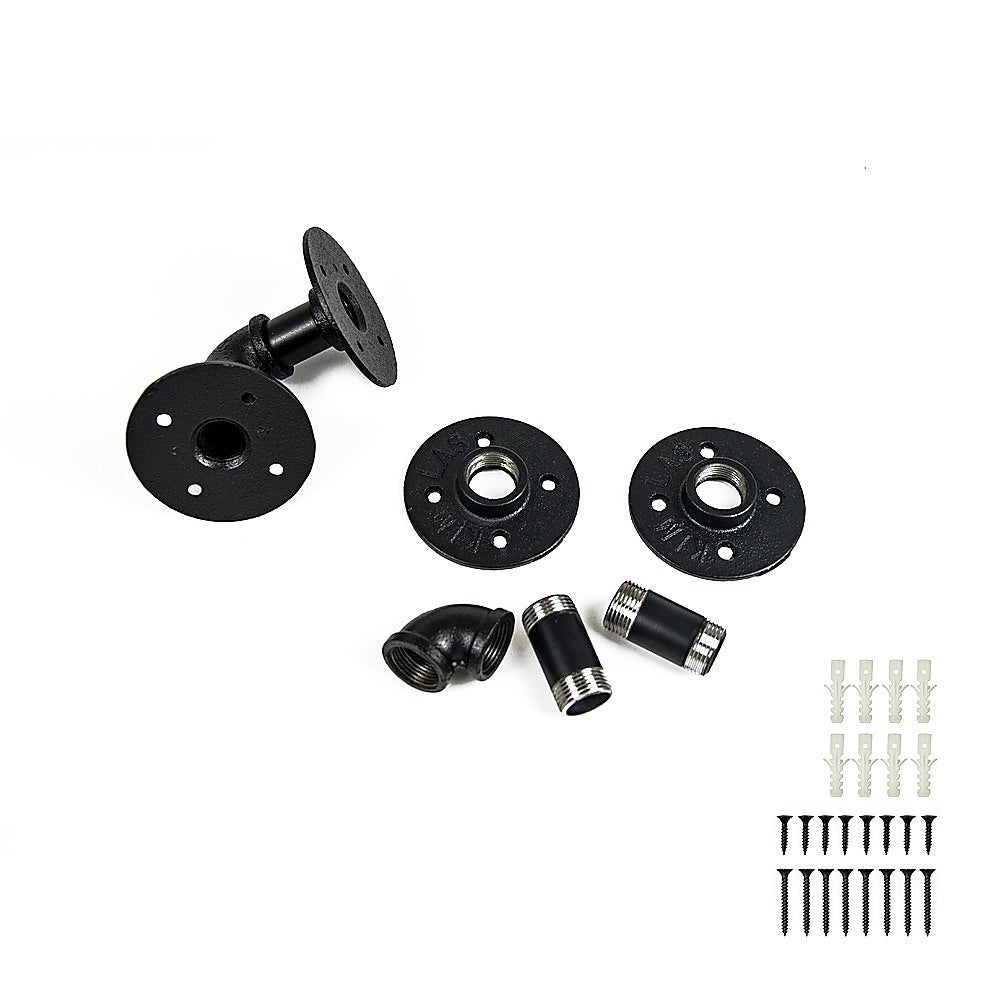 Industrial Black Iron Pipe Bracket Wall Mounted Floating Shelf - Set of 2