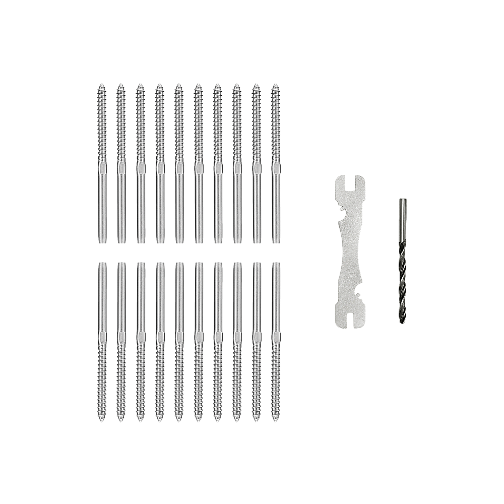 Stainless Steel DIY Rope Balustrade Kit 3.2mm Swage 2 x Lag Screw Term - 10 pack