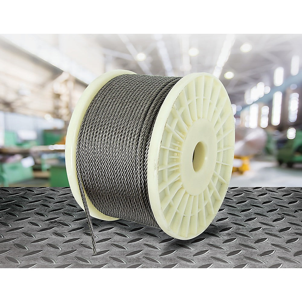 50M 316 Marine Stainless Steel Wire Rope Cable Decking Balustrade Rigging 7x19 4mm