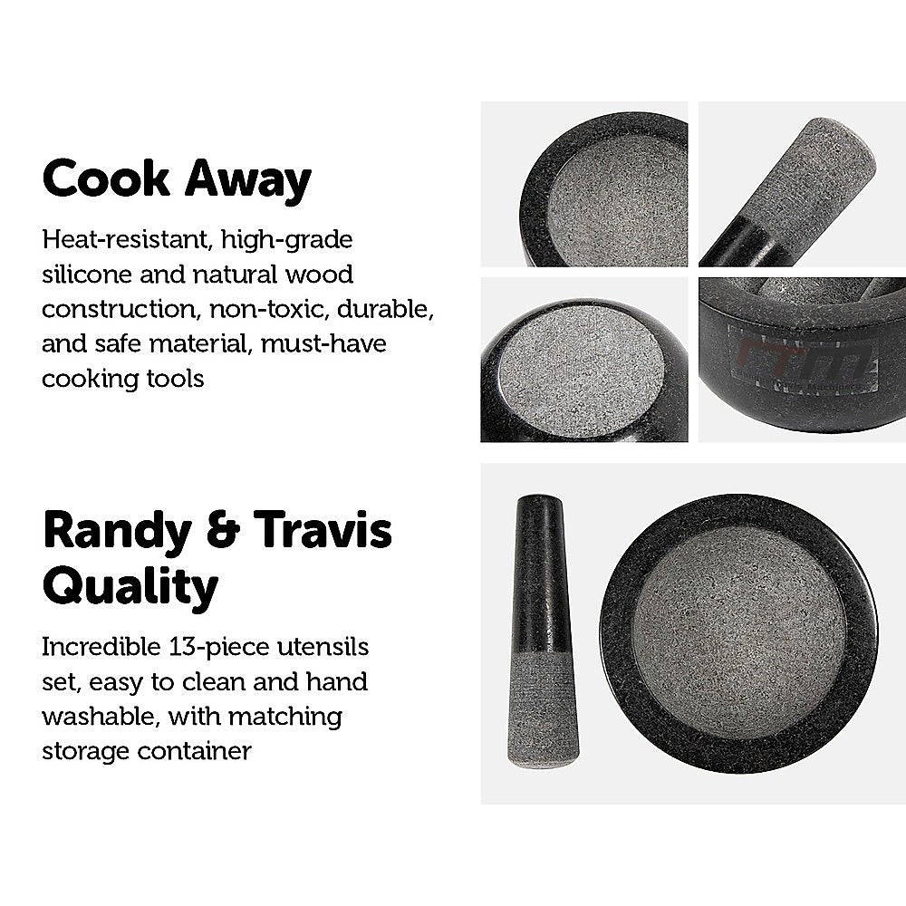 Large Pestle and Mortar Set Durable Granite Stone Spice & Herb Crusher