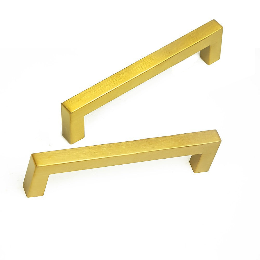 15x Brushed Brass Drawer Pulls Kitchen Cabinet Handles - Gold Finish 128mm