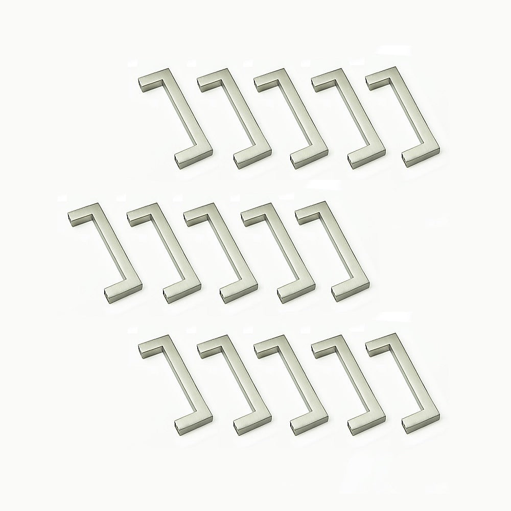 Brushed Nickel Stainless Steel Kitchen Cabinet Square Drawer Pull Door Handles 15-Pack