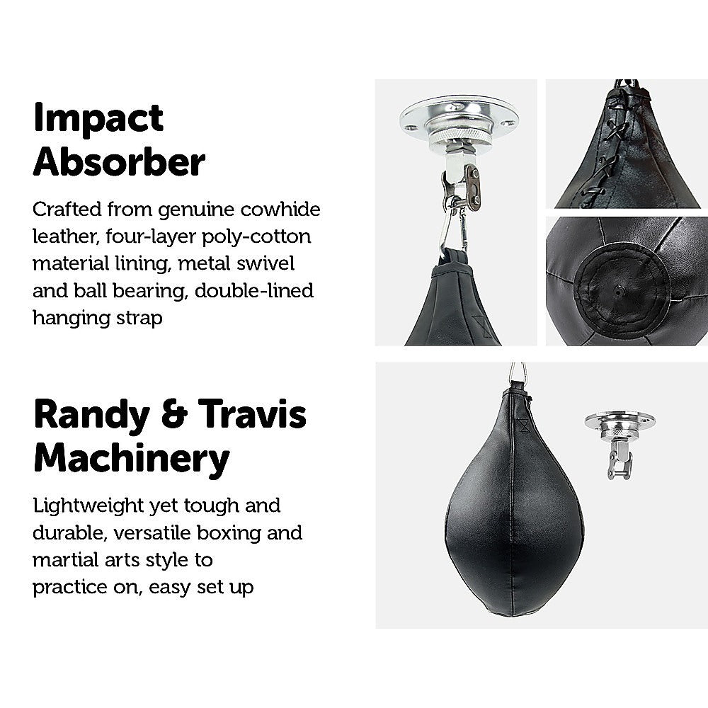 Boxing Speed Bag CowHide Leather MMA Punching Focus Bag Muay Thai Training Speed