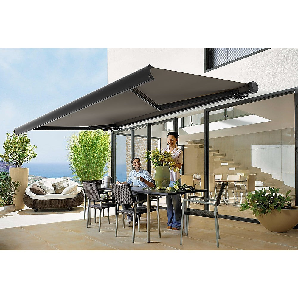 5.5m x 3.0m Retractable Folding Arm Awning Heavy Duty Full Cassette Motorised