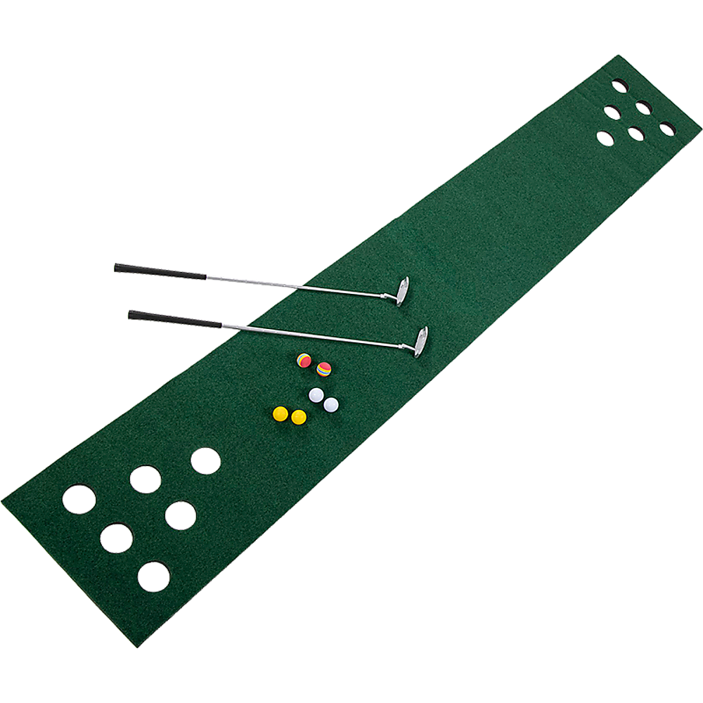 Golf Beer Pong Game Toy Set Green Golf Putting Matt with 2 Putters, 6 Balls
