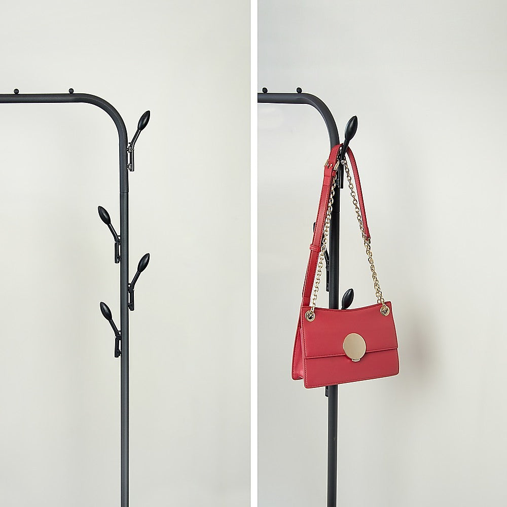 Closet Organizer Metal Garment Rack Portable Clothes Hanger Storage Shoes Rack Black