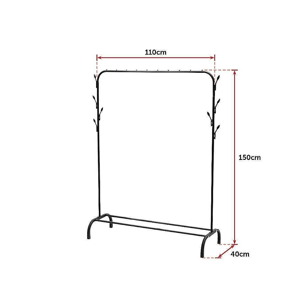 Closet Organizer Metal Garment Rack Portable Clothes Hanger Storage Shoes Rack Black