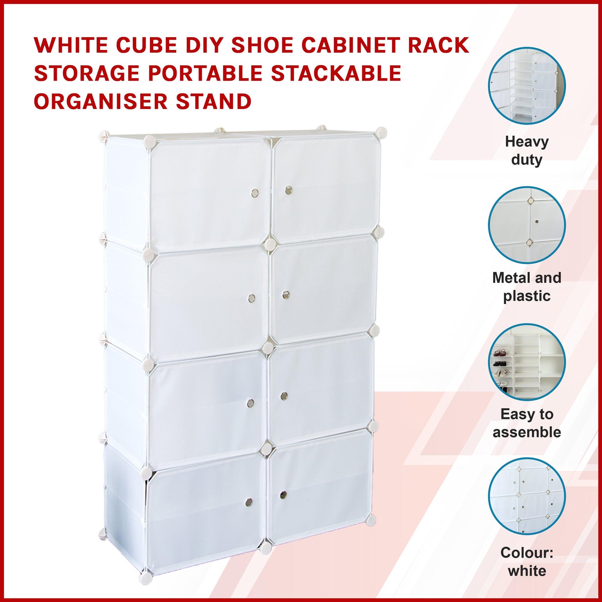 White Cube DIY Shoe Cabinet Rack Storage Portable Stackable Organiser Stand