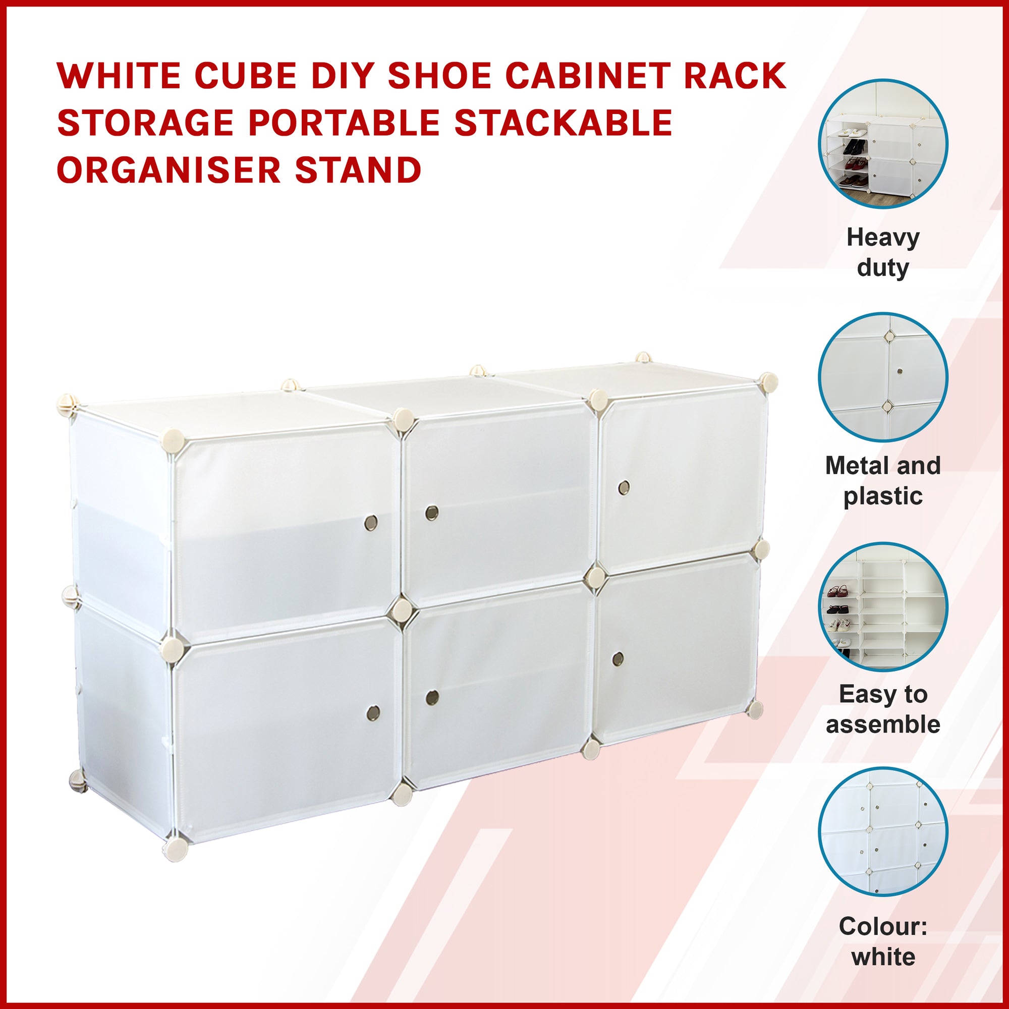 White Cube DIY Shoe Cabinet Rack Storage Portable Stackable Organiser Stand