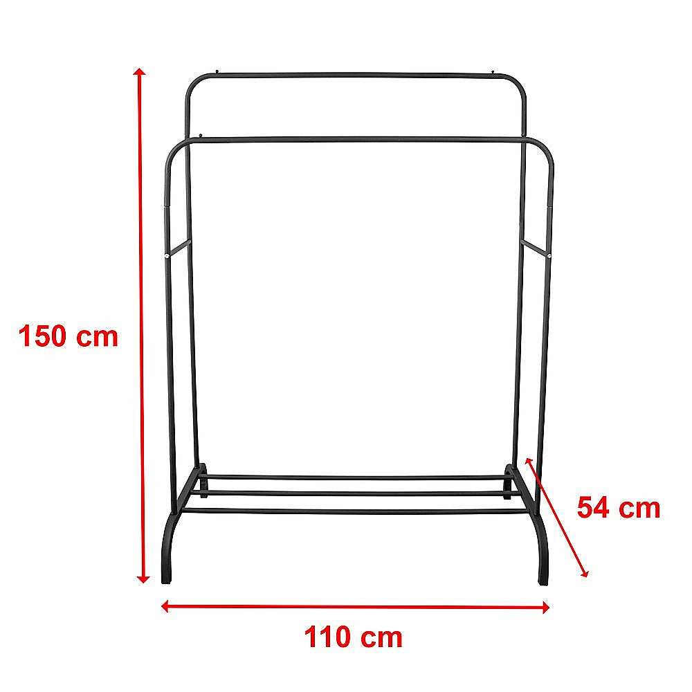 Heavy Metal Double Clothes Rail Hanging Rack Garment Display Stand Storage Shelf