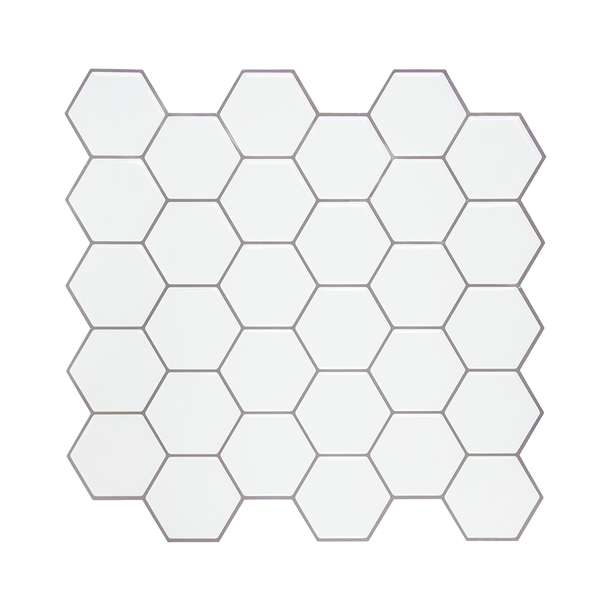 Tiles 3D Peel and Stick Wall Tile Hexagon White (30cm x 30cm x 10 sheets)