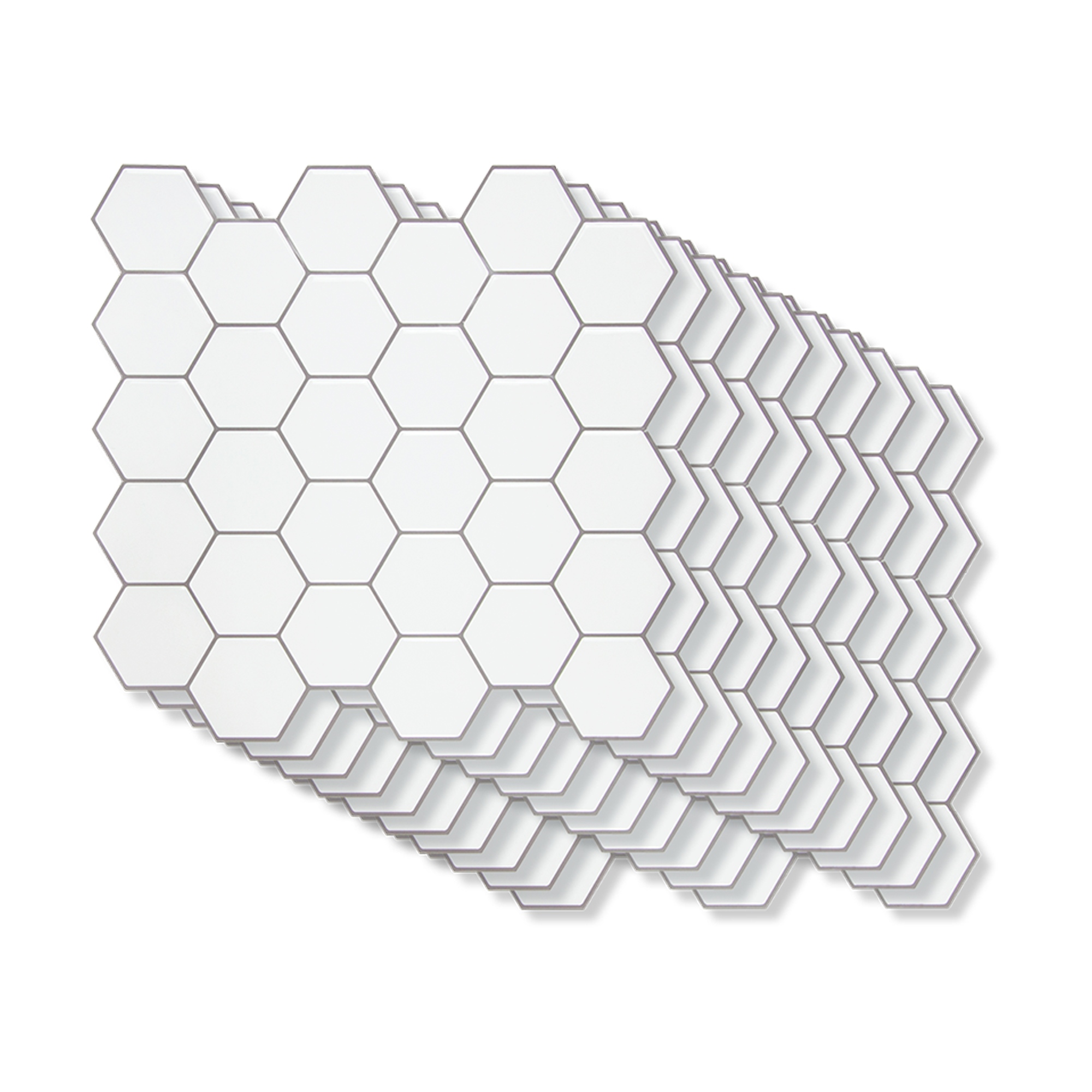 Tiles 3D Peel and Stick Wall Tile Hexagon White (30cm x 30cm x 10 sheets)